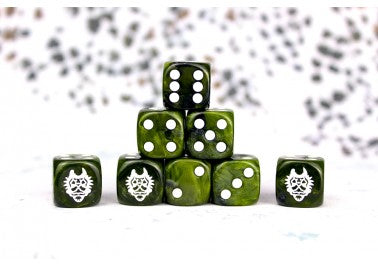 W'adrhun Faction Dice on Green swirl Dice (Special Order)