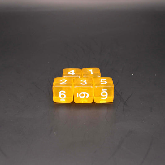 D6s (5) Transparent Yellow dice