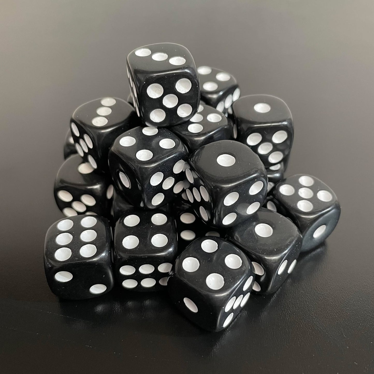 16mm Dice Black Series (White pips)