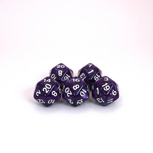 D20s (5) Pearl Purple dice