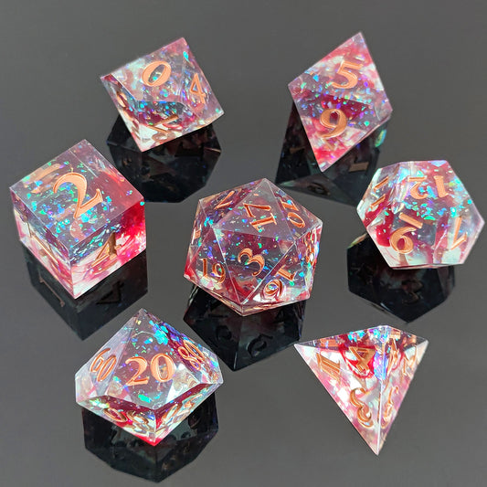 D&D Dice Set Sharp Edge - Ruby Aquamarine (Copper)