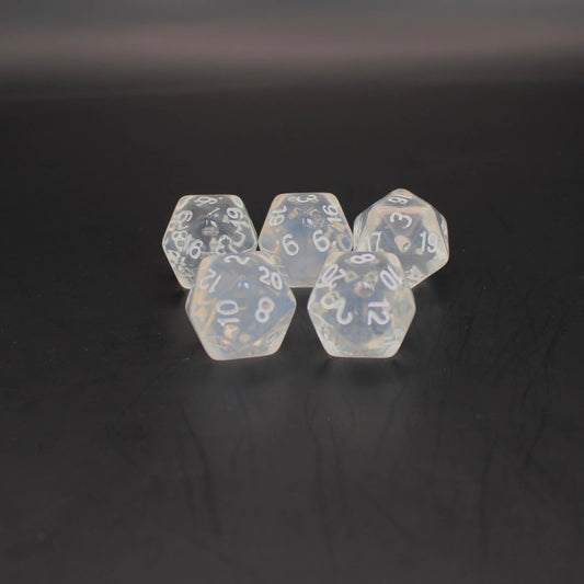 D20s (5) Transparent Clear dice