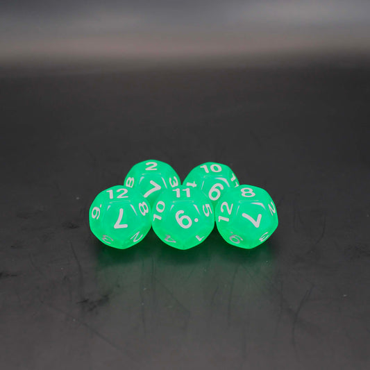 D12s (5) Transparent Green dice