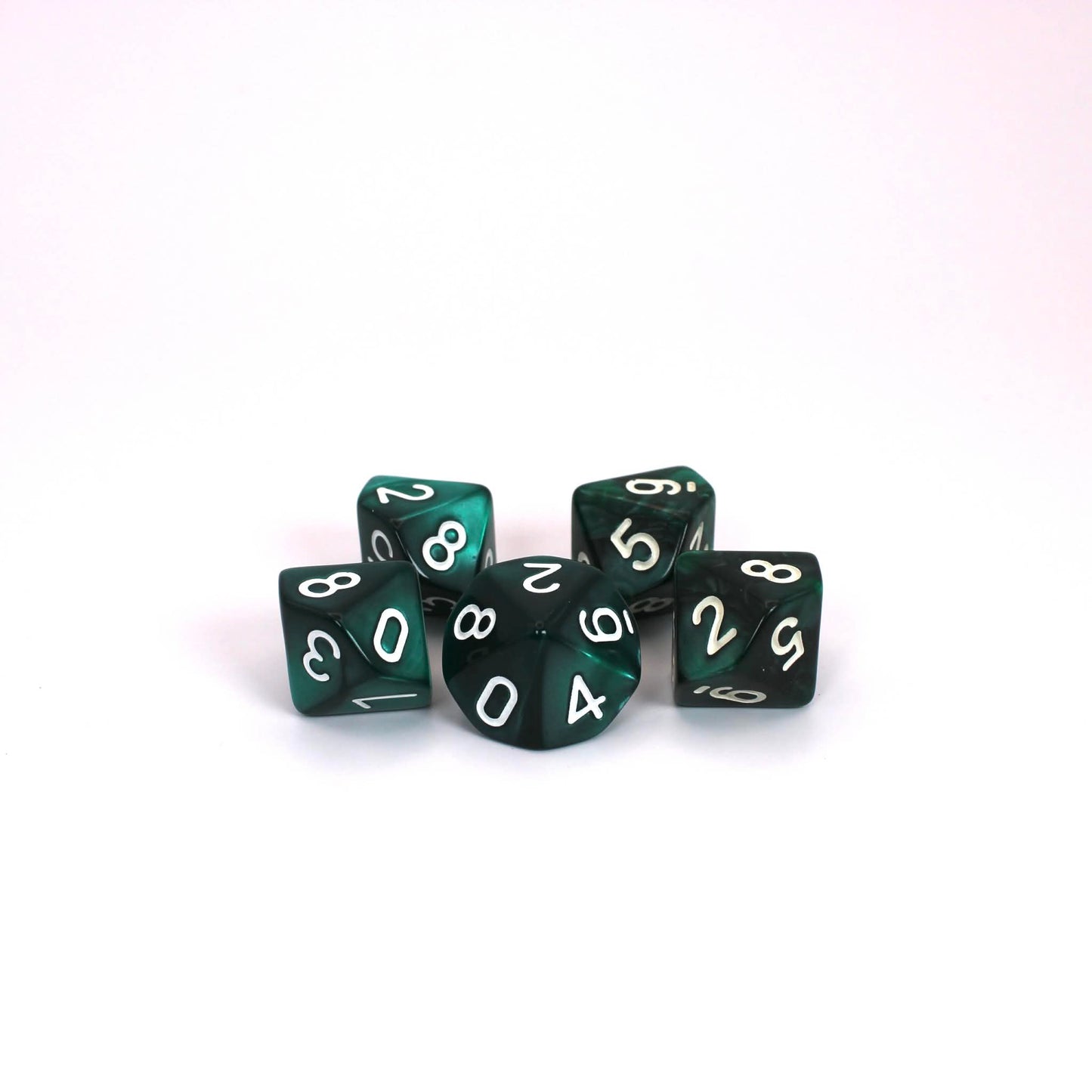 D10s (5) Pearl Black-Turquoise dice