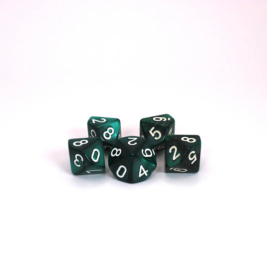 D10s (5) Pearl Black-Turquoise dice