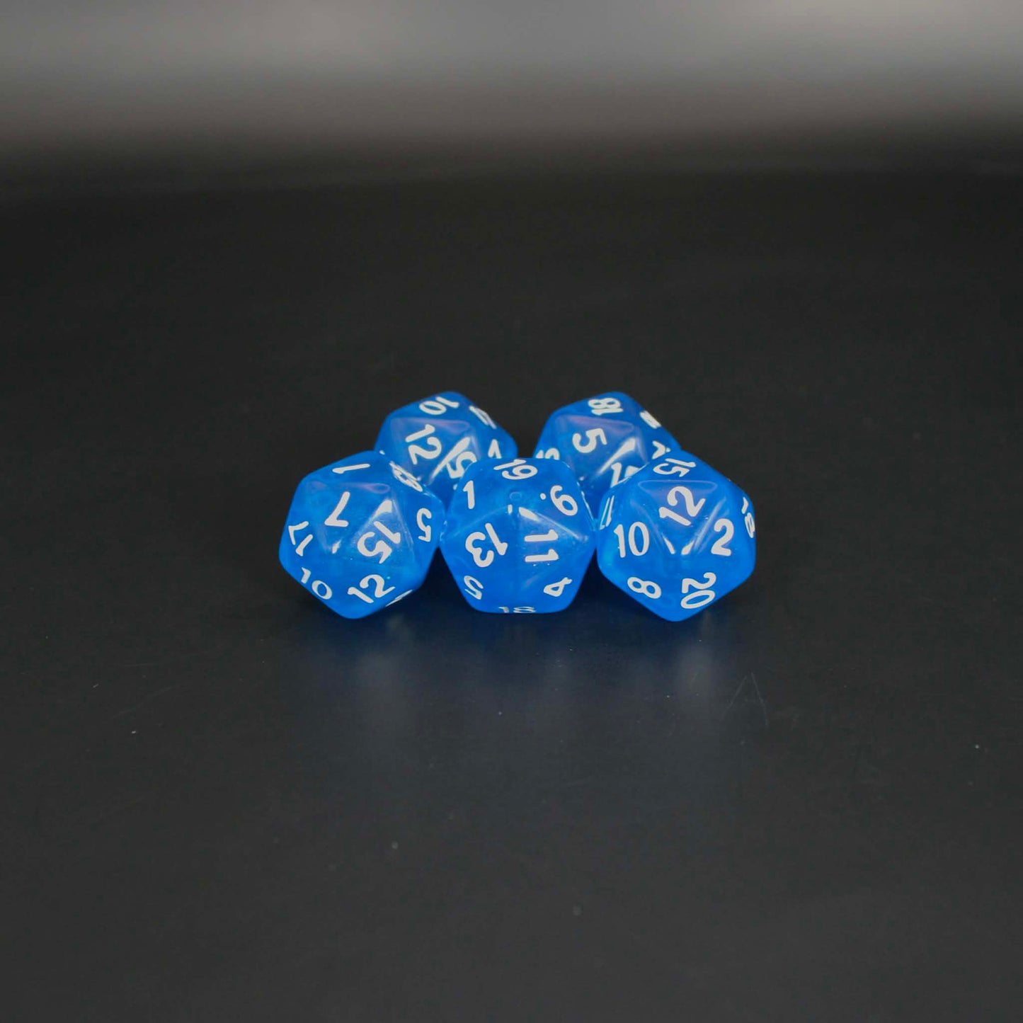 D20s (5) Transparent Blue dice
