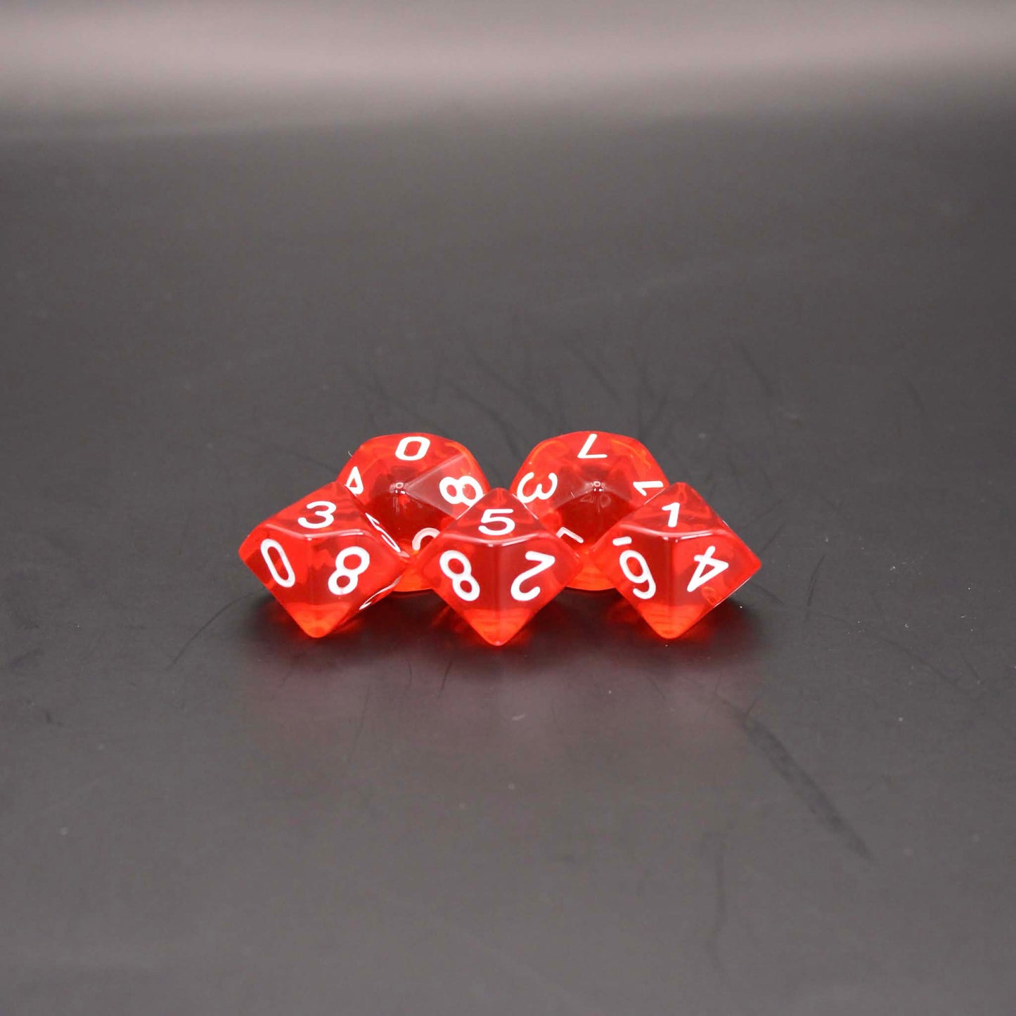 D10s (5) Transparent Red dice