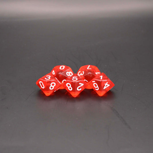 D10s (5) Transparent Red dice