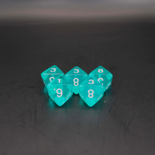D8s (5) Transparent Turquoise dice