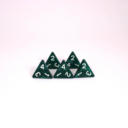 D4s (5) Pearl Black-Turquoise dice