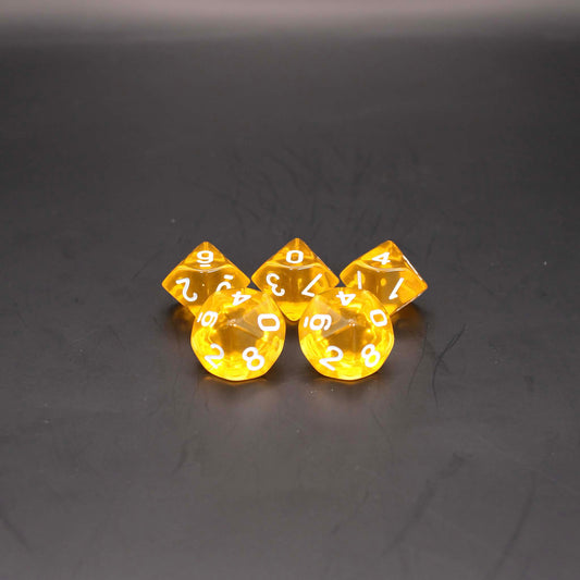 D10s (5) Transparent Yellow dice