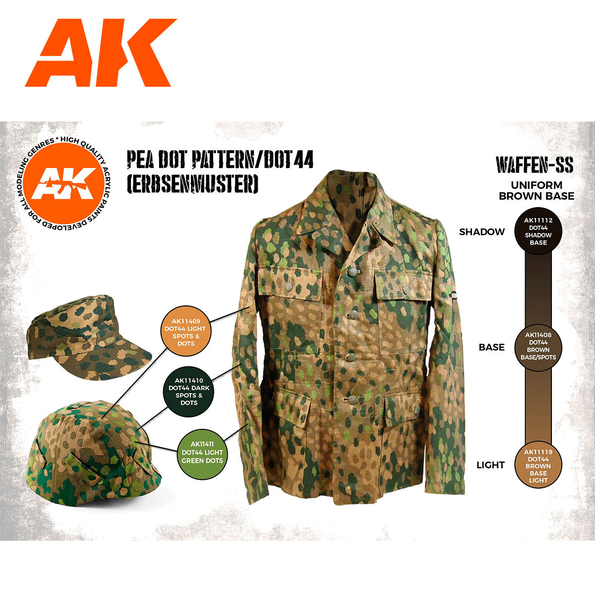 AK 3rd Gen paint set: Waffen-SS Pea Dot Pattern / Dot 44