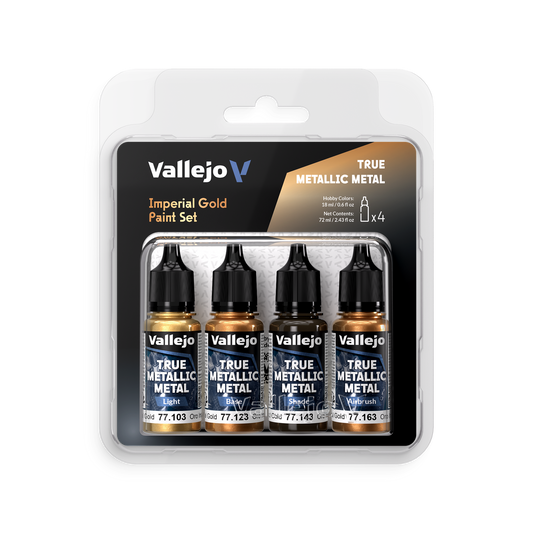 Vallejo True Metallic Metal Imperial Gold - 4 Colour Paint Set