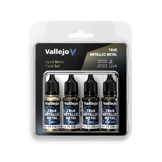Vallejo True Metallic Metal Aged Metal - 4 Colour Paint Set