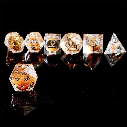 D&D Dice Set Sharp Edge Liquid Core - All that Gillters is Gold (Silver)