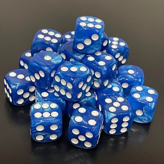 16mm Dice Pearl Blue (White pips)