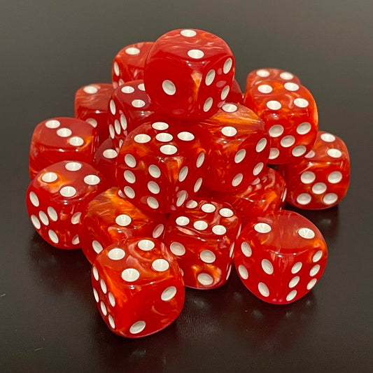 16mm Dice Pearl Red (White pips)