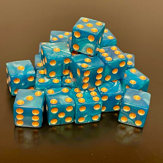 16mm Dice Square Pearl Teal (24)