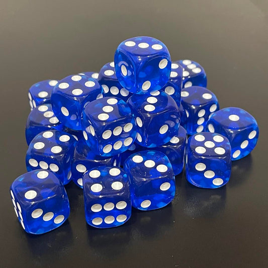 16mm Dice Transparent Blue