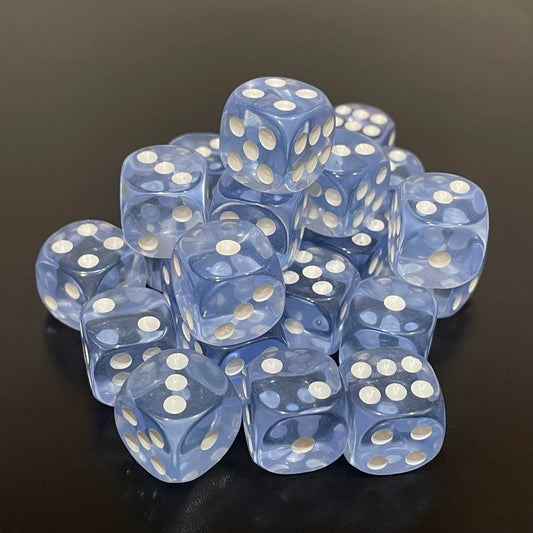 16mm Dice Transparent Light Blue