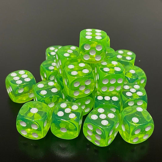 16mm Dice Transparent Lime