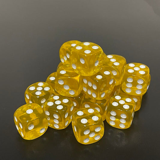 16mm Dice Transparent Yellow