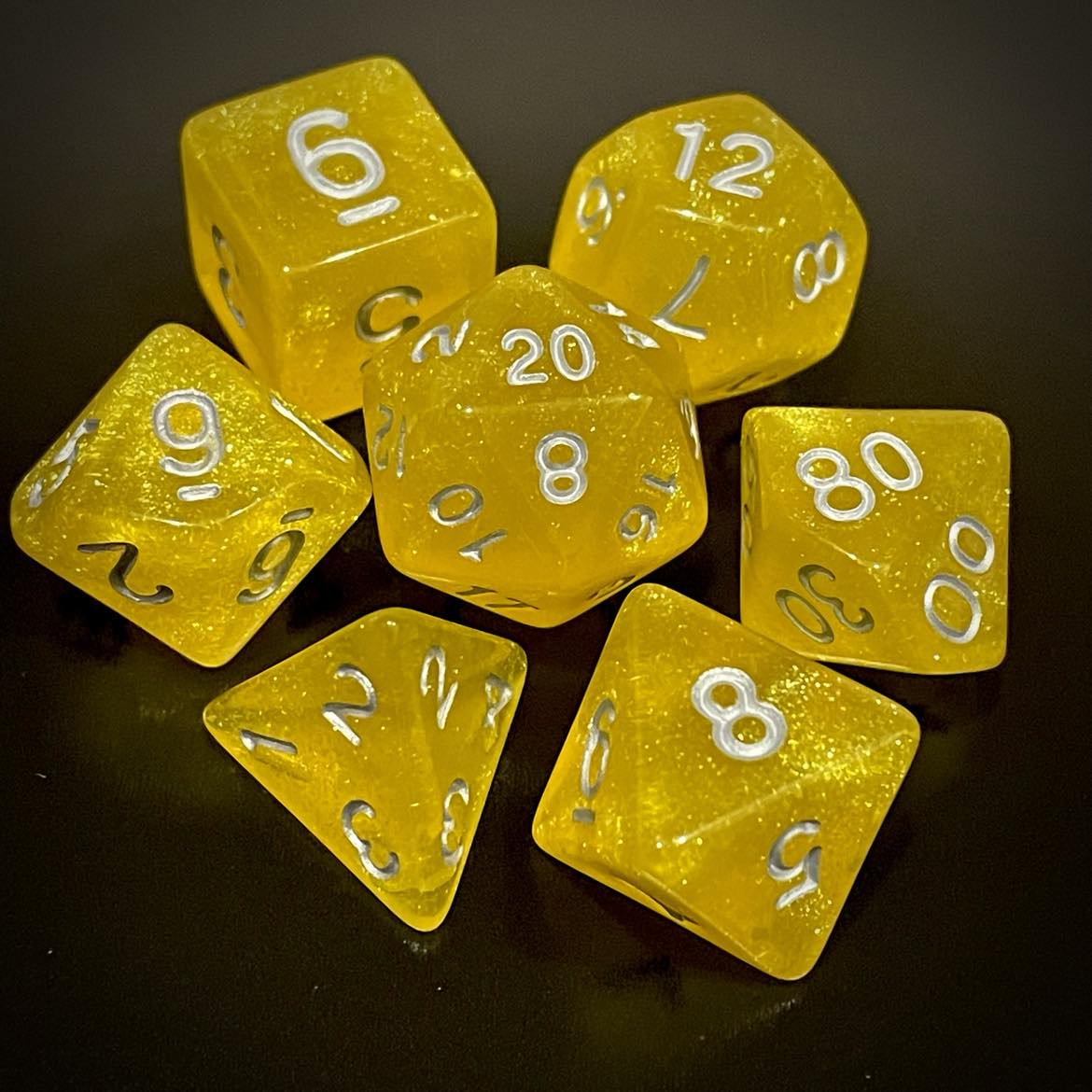 RPG Dice Glitter Yellow