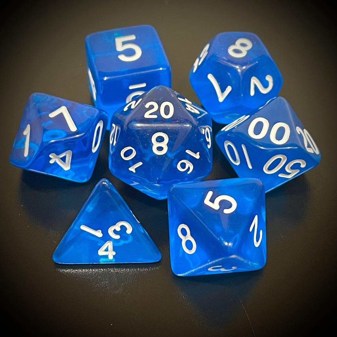 RPG Dice Transparent Dark Blue