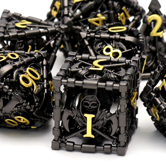 D&D Dice Set Metal Reaper - Black (Gold)