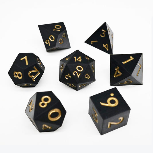D&D Dice Set Silicone - Black (Gold)
