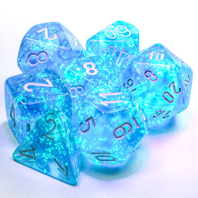 Borealis Polyhedral Sky Blue/White Luminary 7-Die Set