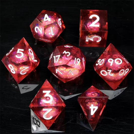 D&D Dice Set Sharp Edge Liquid Core - Carmine (White)