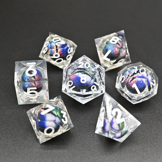 D&D Dice Set Sharp Edge Dragons Eye - Clear Multicoloured (White)