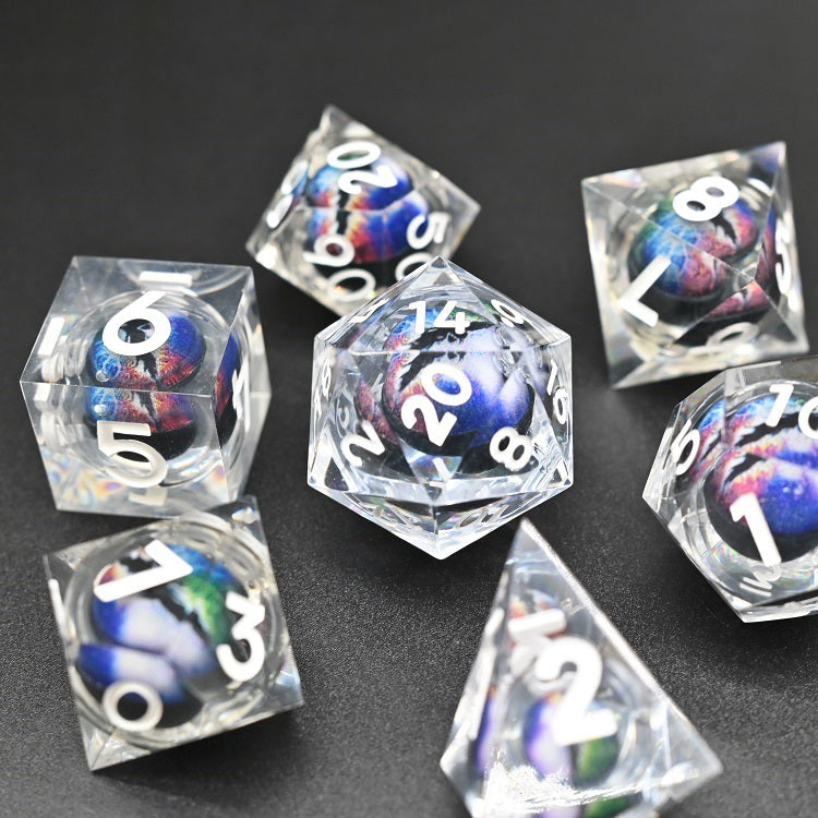 D&D Dice Set Sharp Edge Dragons Eye - Clear Multicoloured (White)