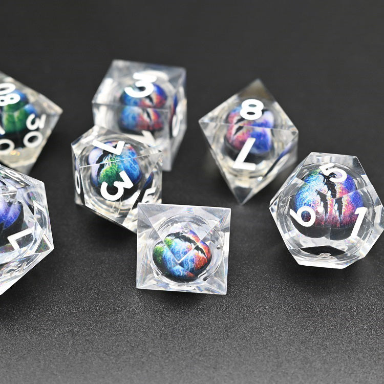 D&D Dice Set Sharp Edge Dragons Eye - Clear Multicoloured (White)
