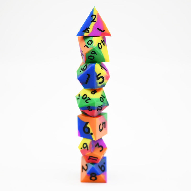 D&D Dice Set Silicone - Colour Burst (Black)
