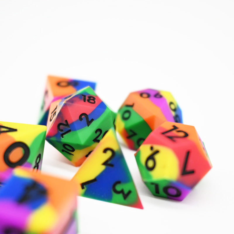 D&D Dice Set Silicone - Colour Burst (Black)