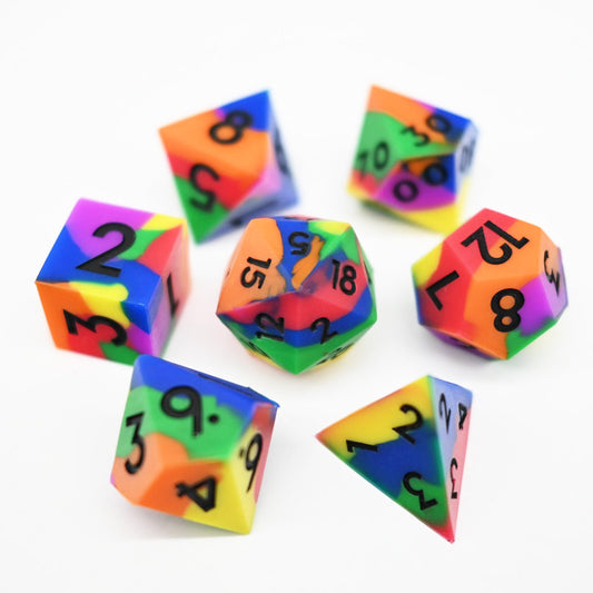 D&D Dice Set Silicone - Colour Burst (Black)