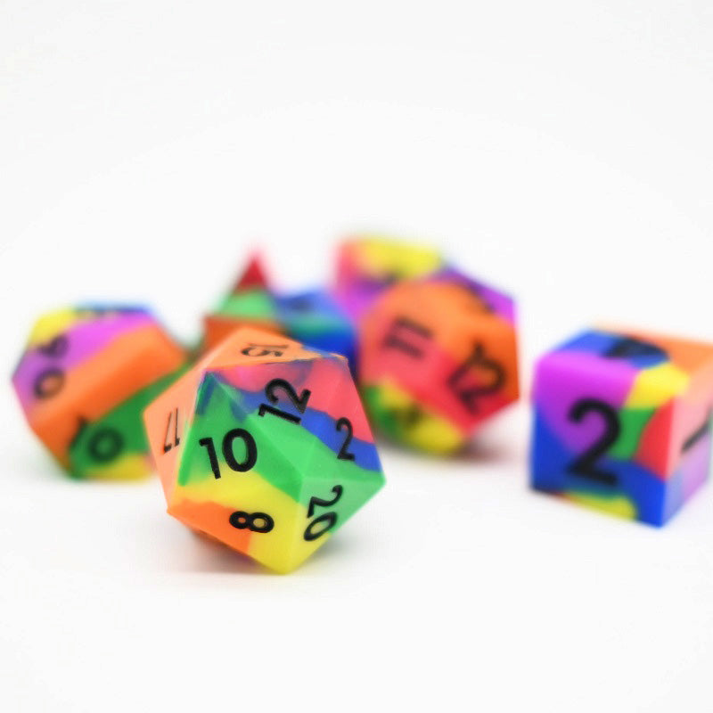 D&D Dice Set Silicone - Colour Burst (Black)