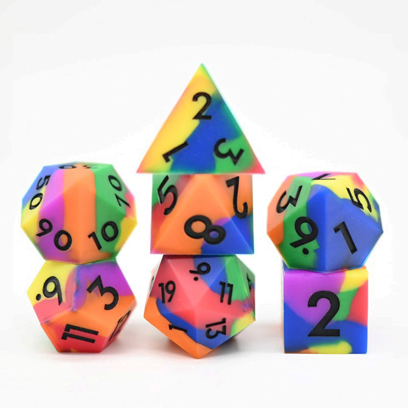 D&D Dice Set Silicone - Colour Burst (Black)