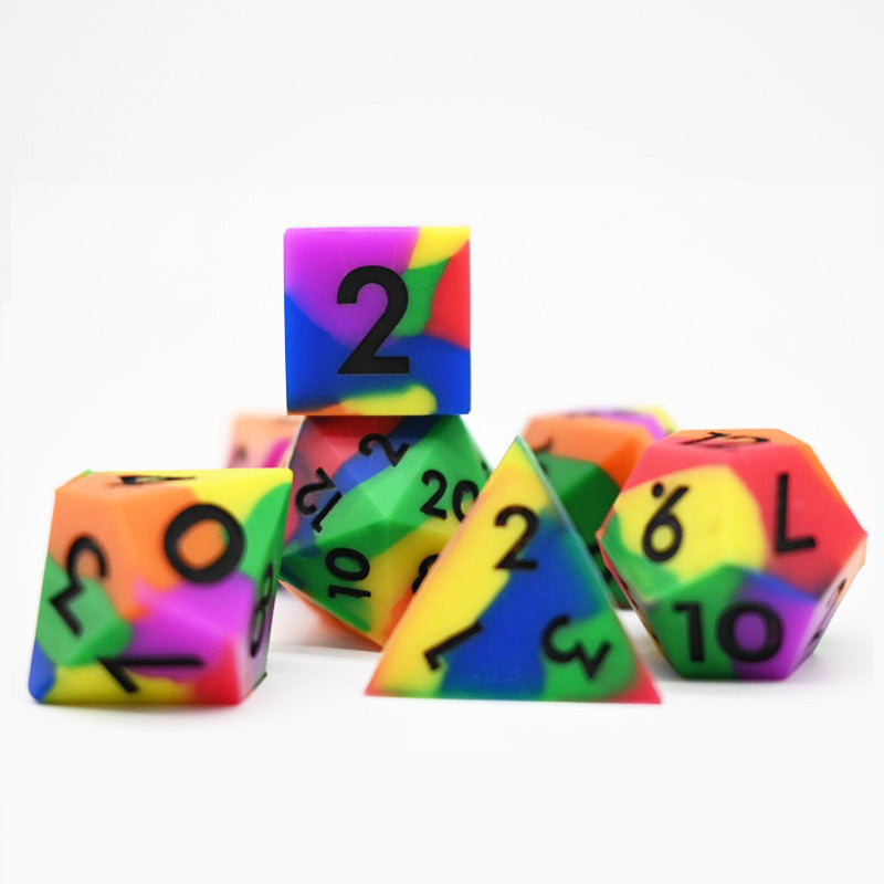 D&D Dice Set Silicone - Colour Burst (Black)