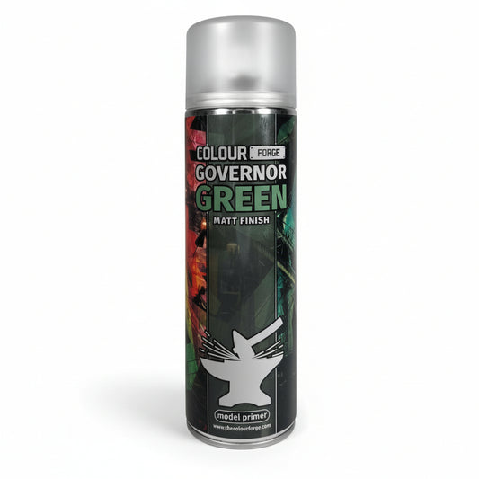 A can of Colour Forge aerosol spray primer in Trench Brown, 500ml size, for miniature undercoat priming.