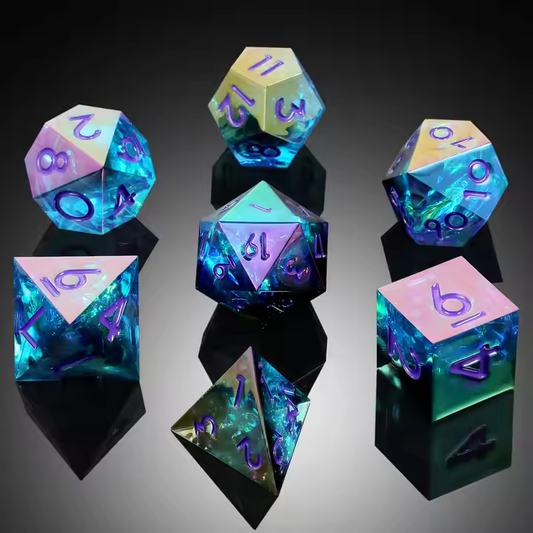D&D Dice Set Sharp Edge - Colour Shift Blue (Purple)