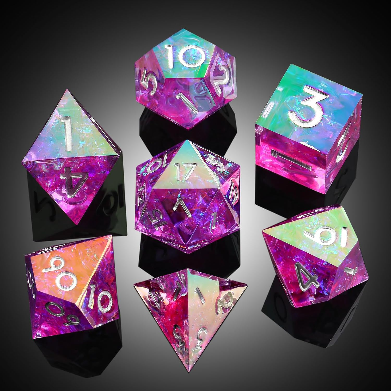 Pixie Disk Set D&D Dice Set Sharp Edge - Colour Shift Pixie Purple (White) – The ...