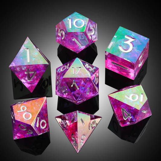 D&D Dice Set Sharp Edge - Colour Shift Pixie Purple (White)