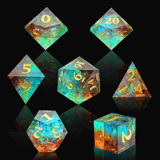 D&D Dice Set Sharp Edge - Copper Oxide Green (Gold)
