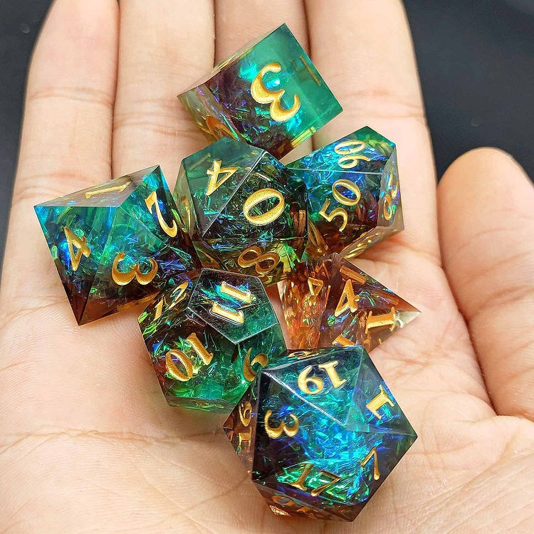 D&D Dice Set Sharp Edge - Copper Oxide Green (Gold)