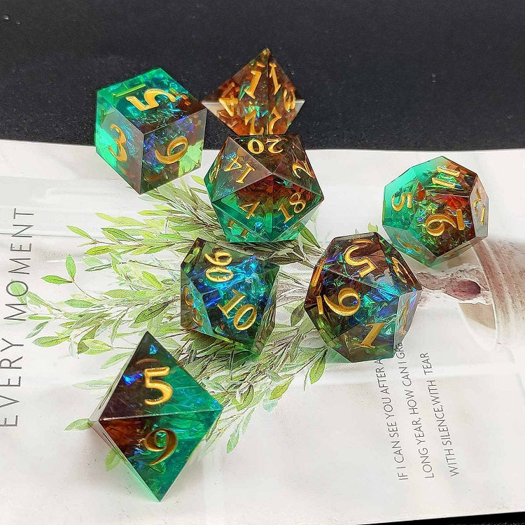 D&D Dice Set Sharp Edge - Copper Oxide Green (Gold)