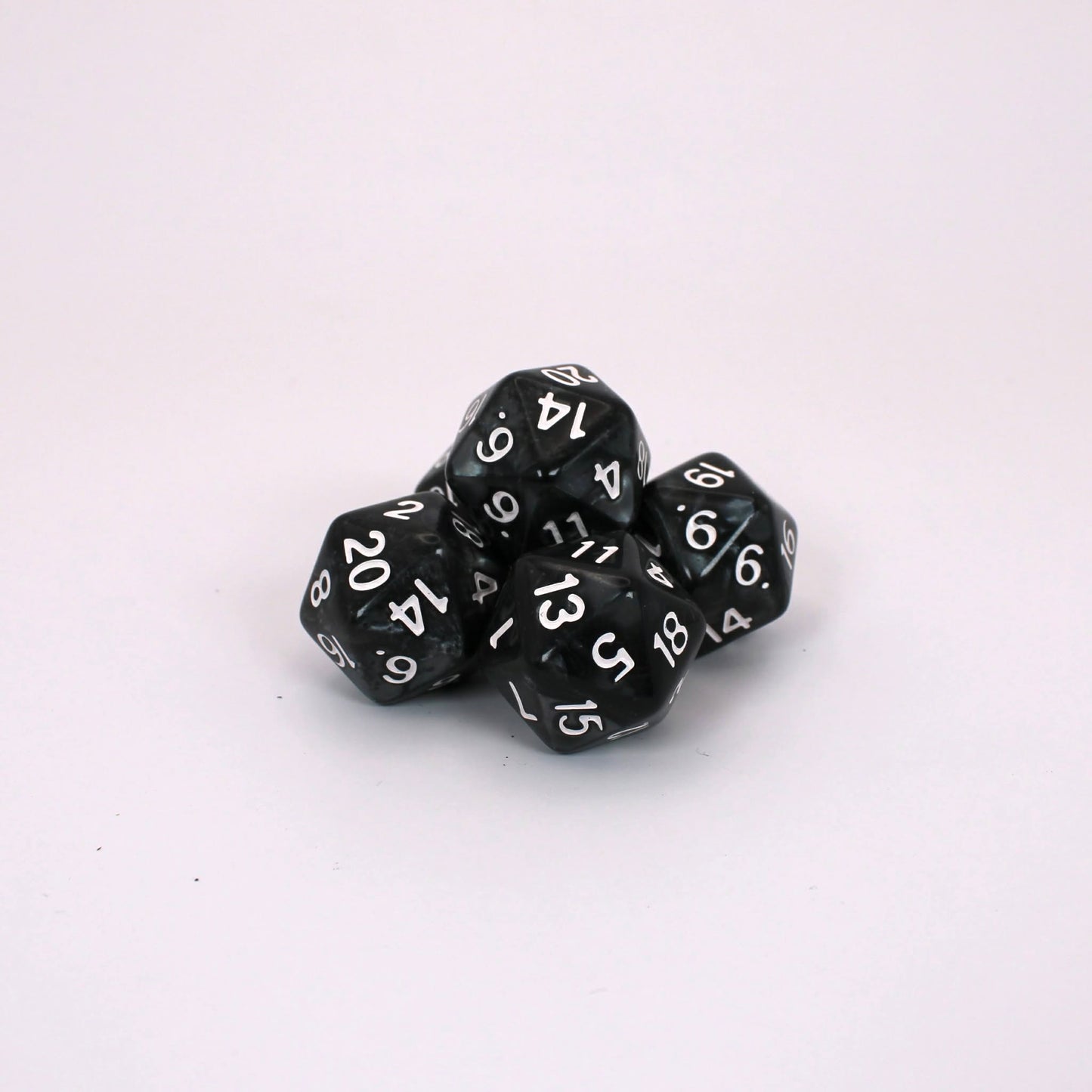 D20s (5) Pearl Black dice