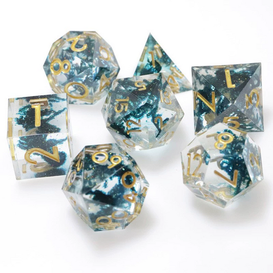 D&D Dice Set Sharp Edge - Dark Moss (Gold)